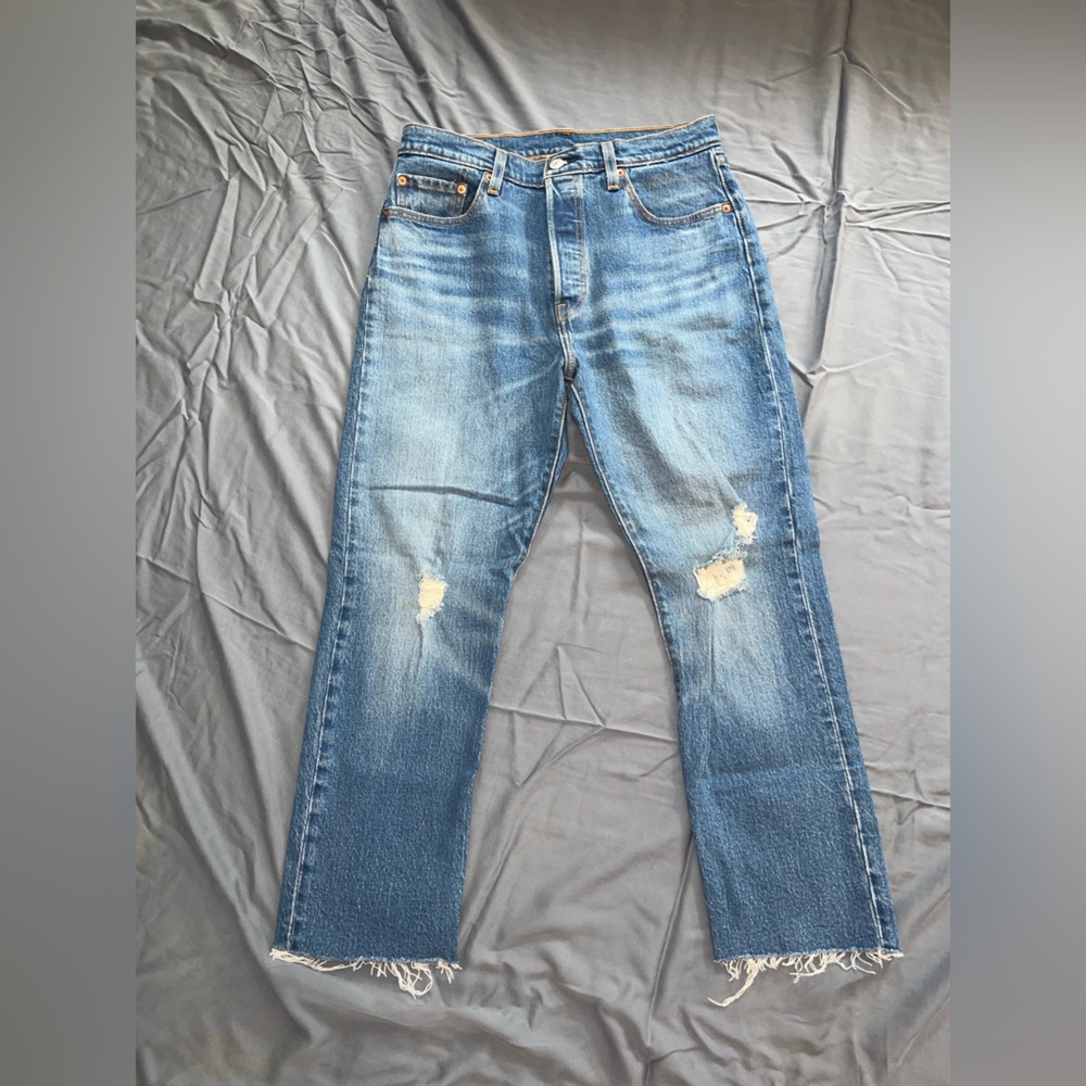 Levi’s 501 Distressed Blue Jeans